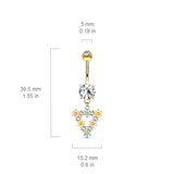Trinity Matrix Triangle Belly Dangle with Rose Gold Plating - Dangling Belly Ring. Navel Rings Australia.