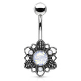 Opalite Bohemian Chancery Belly Bar - Fixed (non-dangle) Belly Bar. Navel Rings Australia.