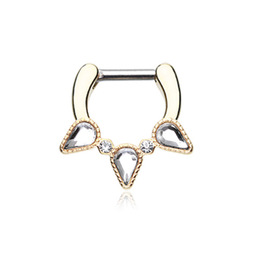 Bibiana Trident Septum Ring with Gold Plating