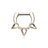 Bibiana Trident Septum Ring with Gold Plating