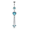 Khloe Heart Chandelier Belly Dangle - Dangling Belly Ring. Navel Rings Australia.