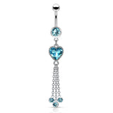 Khloe Heart Chandelier Belly Dangle - Dangling Belly Ring. Navel Rings Australia.