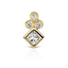 Princess Cut Four Diamond Trinity Earring by Maria Tash in 18K Yellow Gold. Flat Stud.