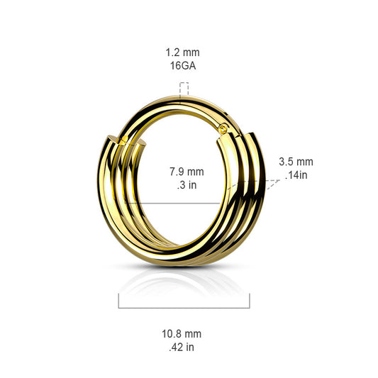 Trio Loop Clicker Body Jewellery with Gold Plating - Septum. Navel Rings Australia.