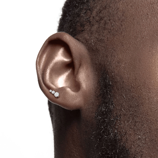 Stacked Trio Internally Threaded Body Jewellery. Labret, Monroe, Tragus and Cartilage Earrings.