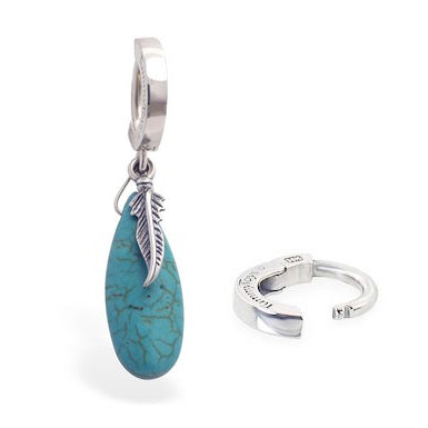 TummyToys® 925 Silver Bohéme Turquoise Sleeper - TummyToys® Patented Clasp. Navel Rings Australia.