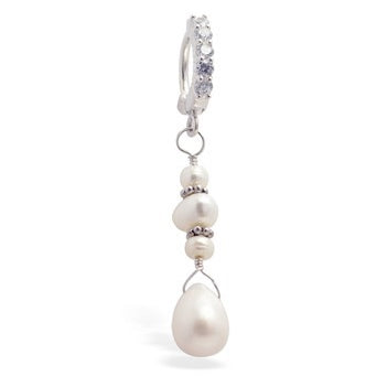 TummyToys® Freshwater Pearl Journey Navel Jewellery - TummyToys® Patented Clasp. Navel Rings Australia.