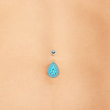 Ocean Turquoise Chakra Navel Ring - Fixed (non-dangle) Belly Bar. Navel Rings Australia.
