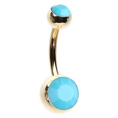 Yellow Gold Turquoise Classique Belly Rings - Basic Curved Barbell. Navel Rings Australia.