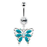 Bella Turquoise Flutter Belly Bar - Dangling Belly Ring. Navel Rings Australia.