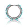 Turquoise and Diamond Five Row Pavé Hoop Earring (Bottom Hinge) by Maria Tash in White Gold