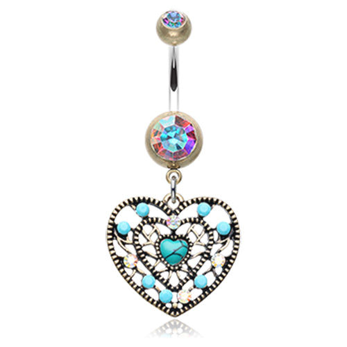 Vintage Turquoise Romance Belly Ring - Dangling Belly Ring. Navel Rings Australia.