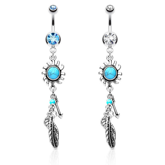 Sunburst Dreams Dangly Navel Rings - Dangling Belly Ring. Navel Rings Australia.