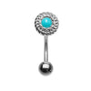 16g Petite Roped Turquoise Reversible Belly Bar