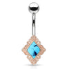 Turquoise Tereza Belly Bar with Rose Gold Plating