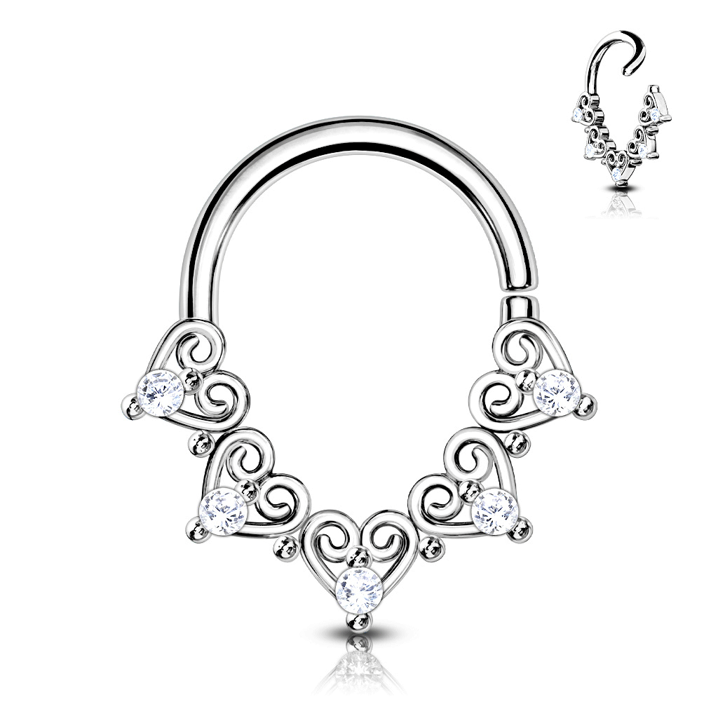 Lovebug Filigree Heart Hoop Earring. Cartilage Piercings.