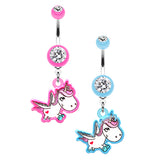 The Flying Unicorn Belly Bar - Dangling Belly Ring. Navel Rings Australia.