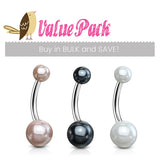VALUE PACK 3 X Acrylic Pearl Belly Rings - Basic Curved Barbell. Navel Rings Australia.