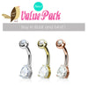 VALUE PACK 3 X Mixed Material Teardrop Solitaire Belly Bars