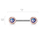 Vertex Round Opal Nipple Barbell Ring - Nipple Ring. Navel Rings Australia.