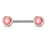 Vertex Round Opal Nipple Barbell Ring - Nipple Ring. Navel Rings Australia.