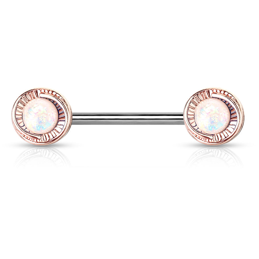 Vertex Round Opal Nipple Barbell Ring - Nipple Ring. Navel Rings Australia.