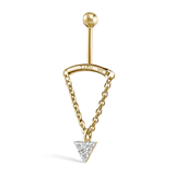 Invisible Set Triangle Diamond Drape Threaded Stud Earring by Maria Tash in 18K Yellow Gold