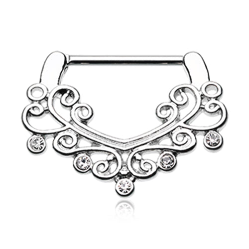 Victorian Filigree Sparkle Nipple Clicker - Nipple Ring. Navel Rings Australia.