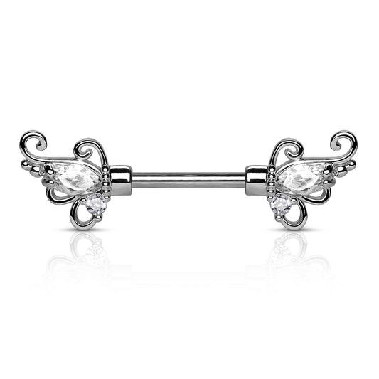Vintage Token Filigree Nipple Bar - Nipple Ring. Navel Rings Australia.
