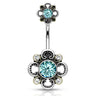 Boho Bloomer Belly Bar - Fixed (non-dangle) Belly Bar. Navel Rings Australia.
