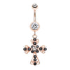 Vintage Cross Patonce Navel Bar in Rose Gold