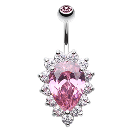 Grande Paved Teardrop Navel Ring - Fixed (non-dangle) Belly Bar. Navel Rings Australia.