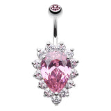 Grande Paved Teardrop Navel Ring - Fixed (non-dangle) Belly Bar. Navel Rings Australia.