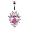 Grande Paved Teardrop Navel Ring - Fixed (non-dangle) Belly Bar. Navel Rings Australia.