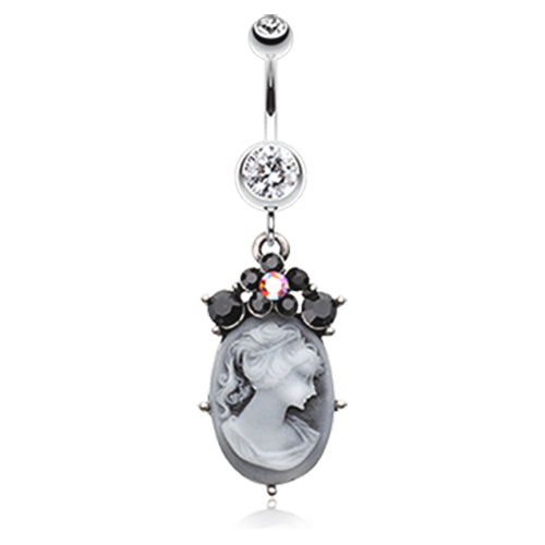 Vintage Victorian Cameo Navel Ring - Dangling Belly Ring. Navel Rings Australia.