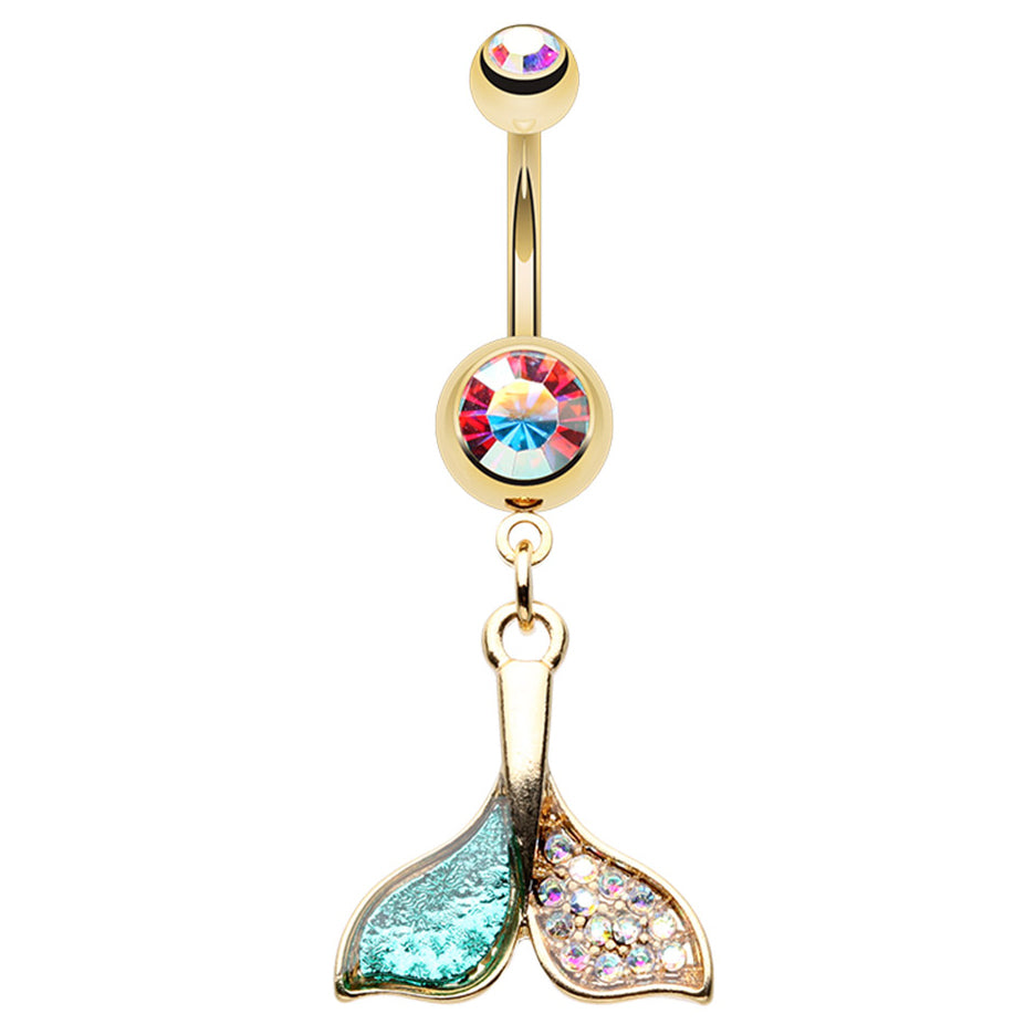Orca Whale Tail Belly Ring - Dangling Belly Ring. Navel Rings Australia.