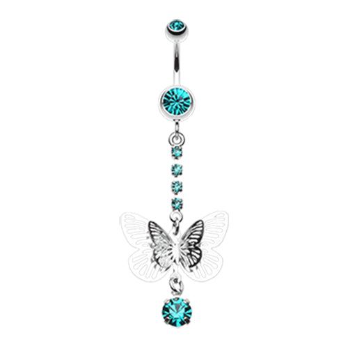 Whispering Spring Butterfly Belly Bar - Dangling Belly Ring. Navel Rings Australia.