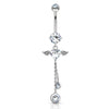 Gabriel Angel Heart Belly Bar in 14K White Gold