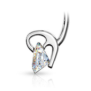 ViVi Triangle Belly Bar in 14K White Gold - Dangling Belly Ring. Navel Rings Australia.