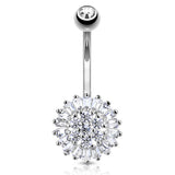 Baguette Spinner Belly Ring in 14K White Gold - Fixed (non-dangle) Belly Bar. Navel Rings Australia.