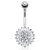 Baguette Spinner Belly Ring in 14K White Gold