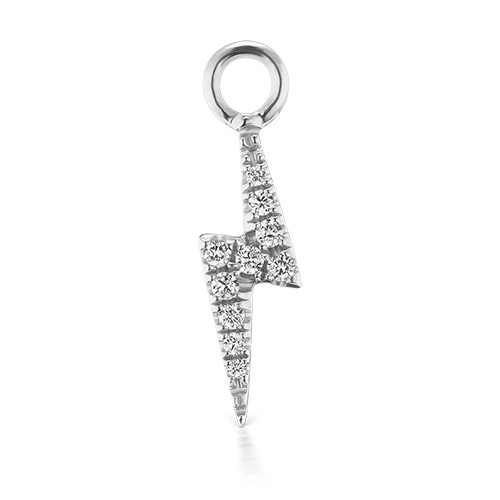 Diamond Lightning Bolt Charm by Maria Tash in White Gold.