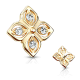 Internally Threaded Crystal Clover Replacement Ball in 14k Yellow Gold