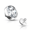 Internally Threaded Flat Crystal Gem Replacement Ball in 14k White Gold