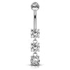 Classic Trio Belly Ring in 14K White Gold