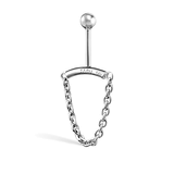 Single Chain Drape Threaded Stud Earring by Maria Tash in 14K White Gold