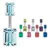 14K White Gold Emerald Cut Belly Rings