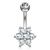 Deity Flower Belly Ring in 14K White Gold