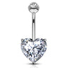 Classic Prong Heart Belly Ring in 14K White Gold - Fixed (non-dangle) Belly Bar. Navel Rings Australia.