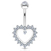 Taji Paved Heart Belly Ring in 14K White Gold